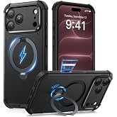 MOBOSI Rugged for iPhone 18 Pro Case/iPhone 17 Pro Case, Magnetic Stand | 10X Military-Grade Drop Protection, Compatible with MagSafe, Heavy Duty Cover, Camera Control, Port Cover, Anti-Slip, Black
