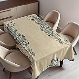 Ambesonne Peacock Tablecloth, Retro Style Vintage
