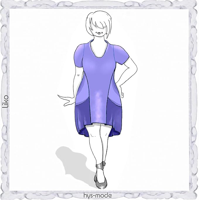 EINZEL-Schnittmuster hys-mode Lagenlook LIKO elegantes Ballonkleid Gr. S M L XL XXL XXXL XXXXL (4XL)