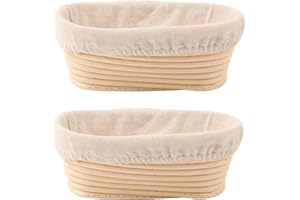 Banneton Proofing Basket 2 Pack 10 Inch Oval Bread Baskets Sourdough Proofing Basket with Liners Making Perfect Golden Bread