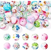 Spritewelry 30Pcs 15mm Silicone Beads Print Flower Silicone Round Beads Bulk Floral Rubber Focal Bead for Keychain Beaded Pens Necklace Bracelet Lanyard Jewelry Making