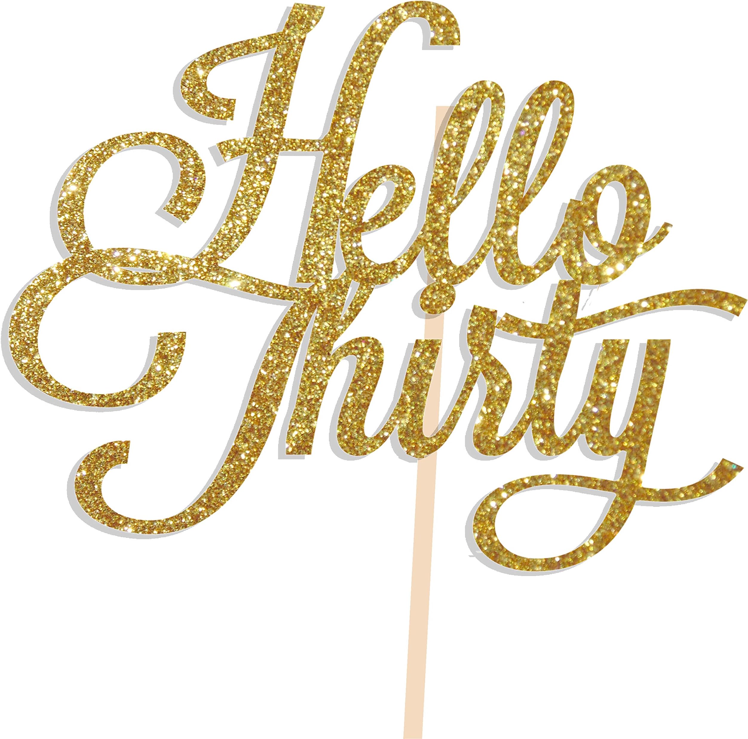 Cotton Candy Co HELLO THIRTY Gold Glitter Cake Topper 30 Birthday Party 30th Thirtieth Toppers Cupcake