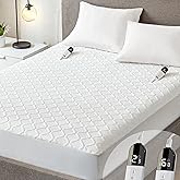 Heated Mattress Pad Queen Size with Dual Control, Electric Mattress Cover with 6 Heat Settings for Each Side, 1-10 Hour Independent Timer, 17" Deep Pocket, Washable