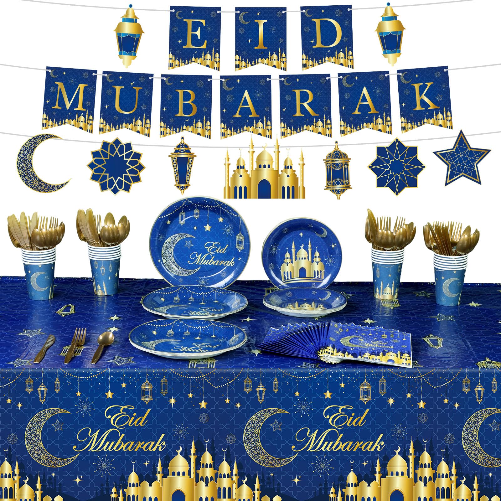 Nuanchu 172 Pcs Eid Mubarak Party Decorations Ramadan Kareem Party