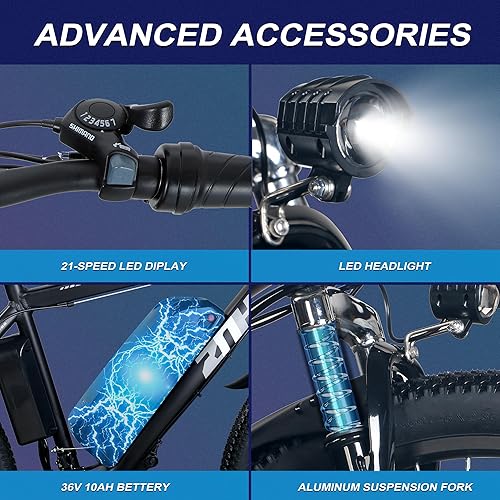 ZNH Electric Bike, Ebike 36V 10AH Removable Battery,20MPH 26