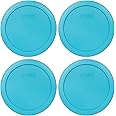 Pyrex Bundle - 4 Items: 7201-PC 4-Cup Surf Blue Plastic Food Storage Lids