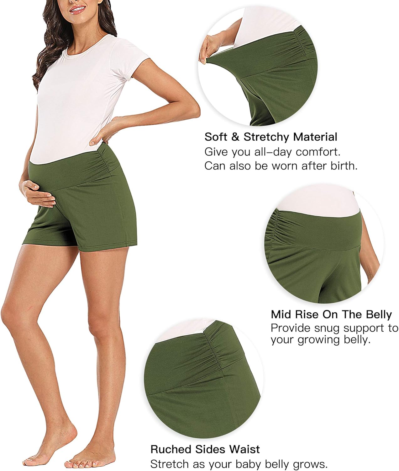 fitglam Women's Maternity Shorts Summer Lounge Yoga Pajama Active Pregnancy Short Pants at  Women’s Clothing store