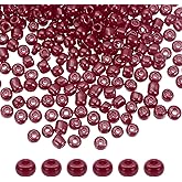 HARFINGTON 2000Pcs Small Glass Beads 6/0 4mm Loose Tiny Round Small Beads for Bracelet Earring Rings Jewelry Making, Burgundy Red