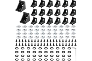 PETOX 20 Set Black 4040 Series Aluminum Extrusion Profile Connector, Includes 1pc Wrench, 20pcs 3540 Corner Bracket, 40pcs M8 T-Slot Sliding Nuts and Hex Screw Bolt for 20S Aluminum Rail Accessories