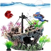 6 Pcs Aquarium Decor Set Shipwreck Decoration Little Diver Floating Fish Tank Decoration Fish Tank Plants
