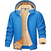 TACVASEN Men's Zip Up Sherpa Lined Hoodies Thick Fleece Heavyweight Jacket Windproof Thermal Zipper Sweatshirt
