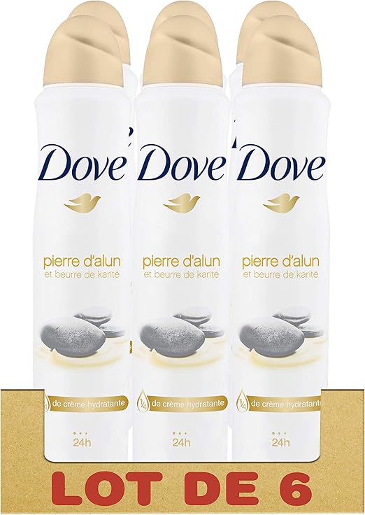 Dove Déodorant Femme Spray Antibactérien Pierre d'Alun et Beurre de