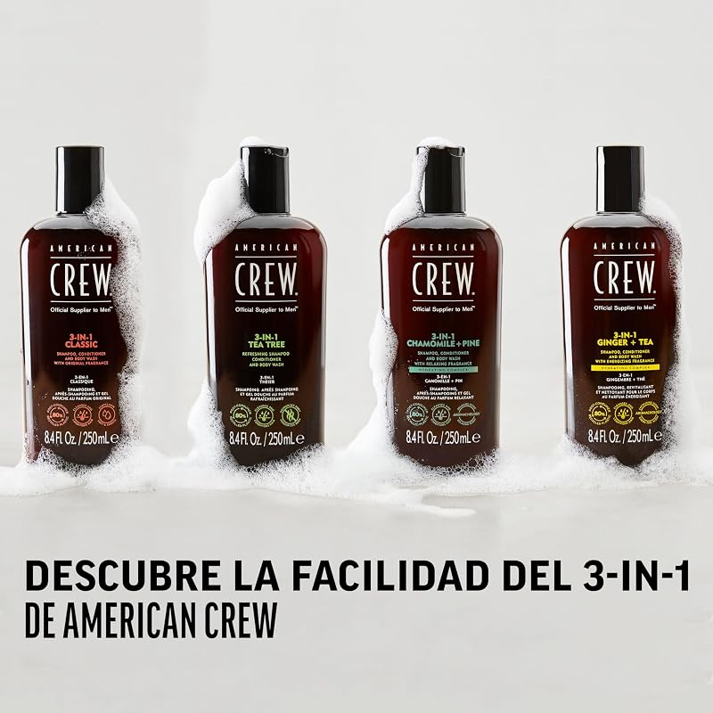 3 en 1 Ginger + Tea, Champú Acondicionador y Gel de Ducha, Limpia e Hidrata el Cabello y el Cuerpo, Mantiene y Repone la Barrera de Hidratación, Aroma Revitalizante y Energizante