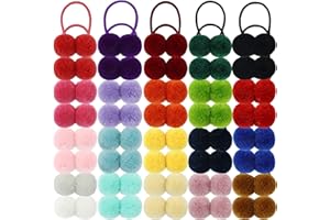 inSowni 40 Pack/20 Pairs Cute Small Pom Pom Hair Ties Colorful Balls Scrunchies Pompoms Elastics Rubber Bands Pigtail Ponytail Holders Ropes Accessories for Baby Girls Infants Toddlers Kids Children