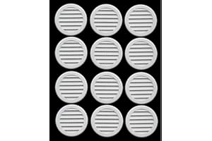 JSP MANUFACTURING 3" Round Plastic Louver Soffit Air Vent Reptile Screen Grille Cover (12, White)