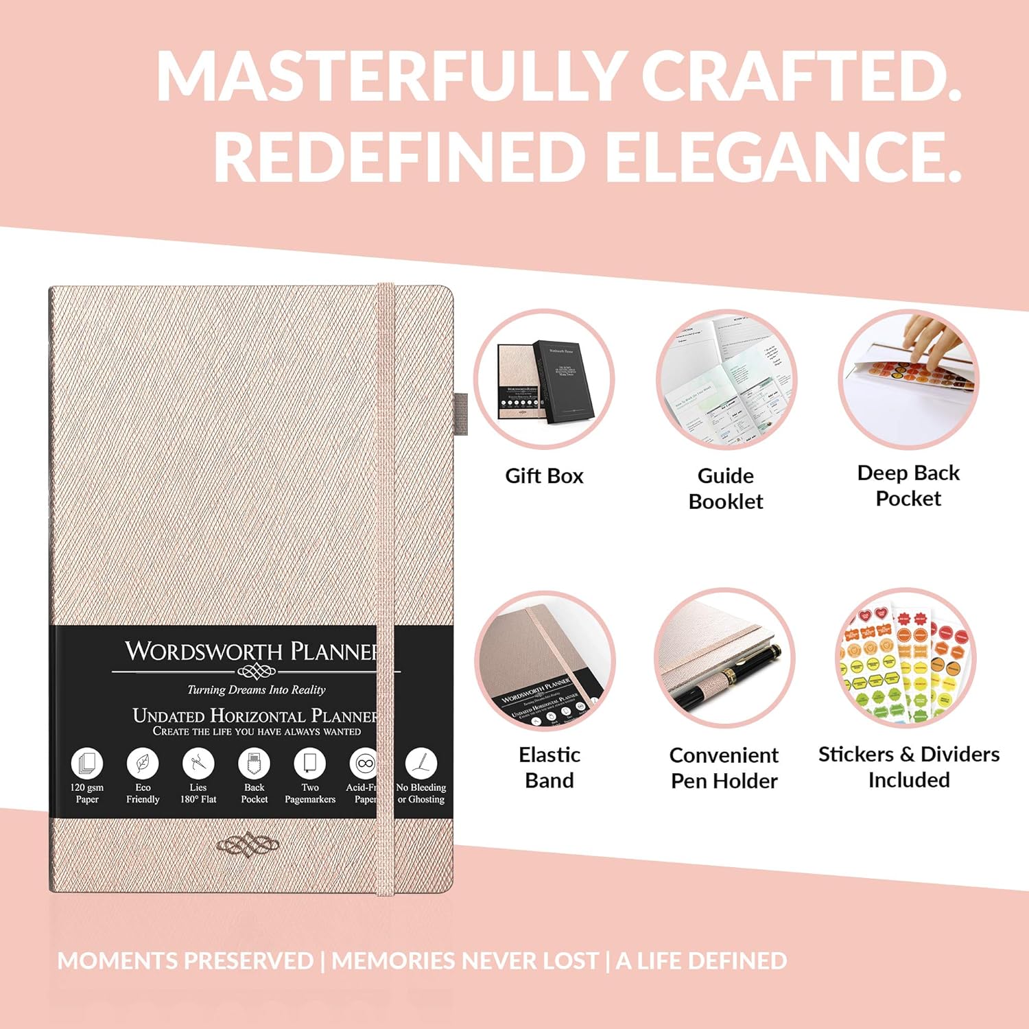 Wordsworth Planner Dotted Blank Monthly, Weekly and Yearly Spread - Hardcover, 5.83 × 8.27In, Premium A5 Paper (120GSM) - Image 5