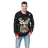 Ouksma Ugly Christmas Sweater for Men Women Knitted Long Sleeve Pullover Funny Novelty Sweater for Party