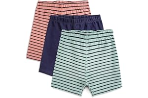 Mightly Girls' Cartwheel Shorts | 95% Soft Organic Cotton with a Touch of Stretch, Basic Comfort Bicycle Undershorts for Toddlers and Kids, Fair Trade Certified, Pack of 3, Stripe, Medium