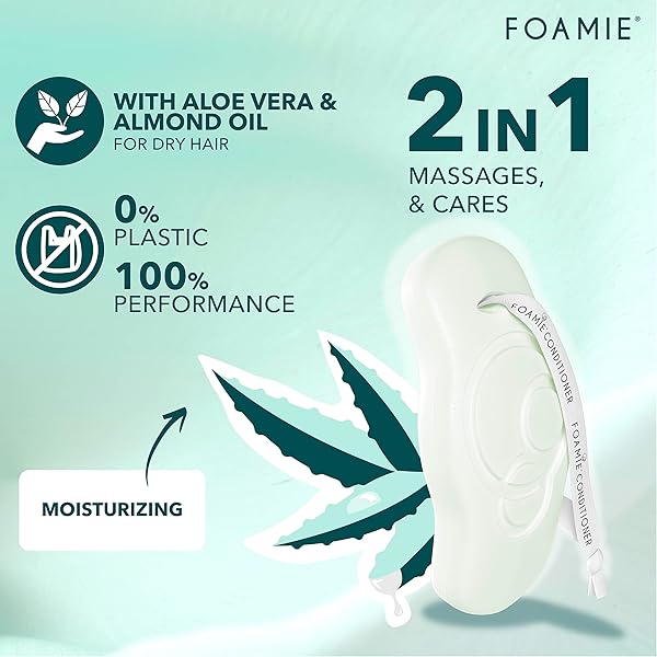 FOAMIE SOLID CONDITIONER FOR DRY HAIR WITH ALOE VERA THAT INTENSIVELY MOISTURISES HAIR, 100% VEGAN, PLASTIC AND SULPHATE-FREE 80G
