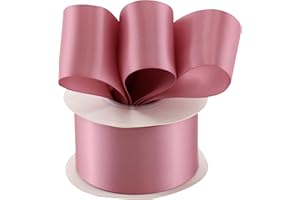 DINDOSAL Dusty Rose Ribbon 2 Inch Double Face Pink Satin Ribbon Thick Mauve Ribbon for Gift Wrapping Wedding Decor Bridal Bouquet Baby Shower Party Decorations Cake Christmas Tree - 25Yards