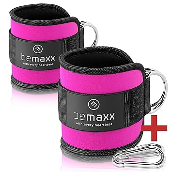 Fußschlaufen 2er Set für Kabelzug + Workout Guide - 2 Stück One-Size gepolsterte Beintrainer Foot Ankle Straps + Klettverschl