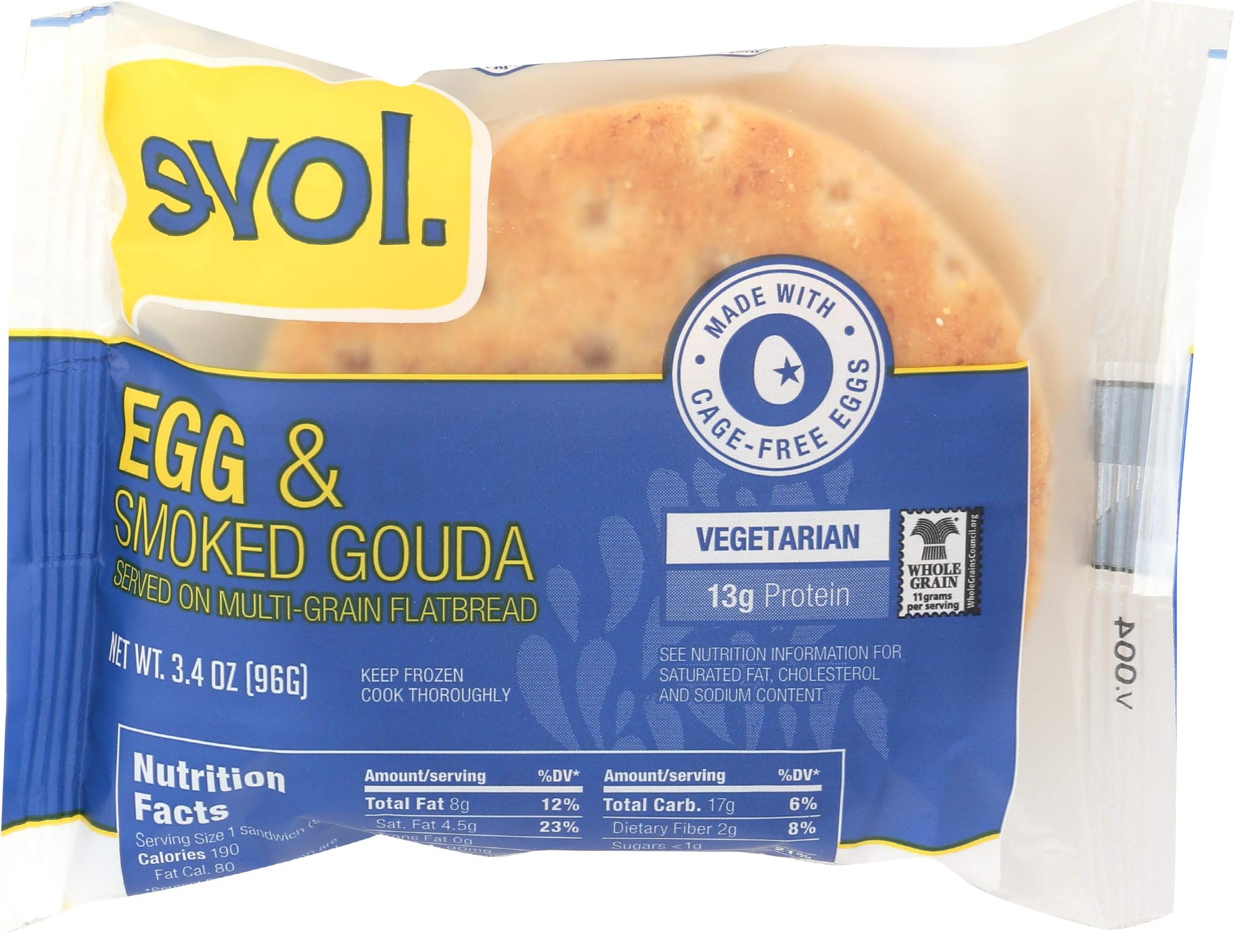 Evol Breakfast Sandwich, Egg & Smoked Gouda, 3.3 Ounce (Frozen)