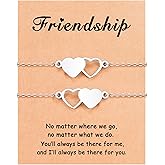 Kidbbi 2/3 Pcs Matching Heart Bracelets Friendship Gifts for Best Friends Women