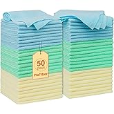 PioFiber Shop Towels – 50 Pack Edgeless Microfiber Cleaning Cloths, Lint-Free & Reusable Rags for Car Detailing, Kitchen, Garage, Glass – Ultra Soft Quick Dry Towels, 12"x12"
