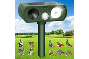 CKCOEO Upgraded Solar Ultrasonic Animal Repellent, Deer Repellent Devices Waterproof with Motion Detection, Cat Repellent Outdoor Squirrel Skunk Rabbit Raccoon Dog Mouse Deterrents Animal Repeller for Yard