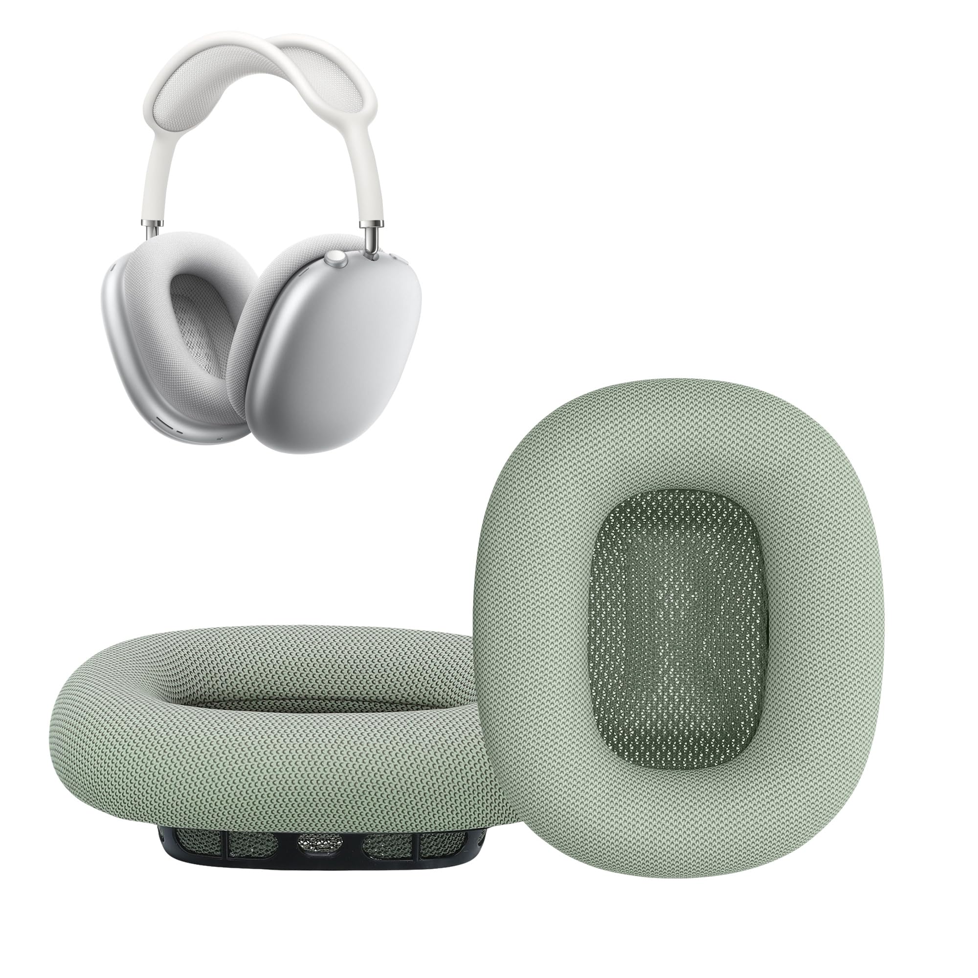 kwmobile 2x Headphone EarpPads for Apple AirPods Max Replacement Ear Pads - Headphone Ear Covers - Green