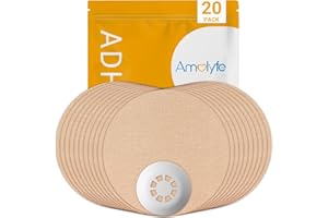 Amolyfe Libre 3 Sensor Covers Waterproof, 20-Pack Amolyfe Freestyle Libre 3 Plus Covers, Bump-Proof with Hard Cap, Waterproof Breathable Medical CGM Adhesive Patches, 14-Day CGM Protection (Tan)