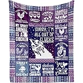 Homieblanket Chicken Blanket for Boys Girls, Cute Chicken Themed Design Printed Purple Throw Blankets for Kids Lap, Chair Sofa, Warm Soft Cozy Blanket, 40"x 50"