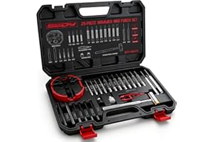 SEDY Premium Pin Punch Hammer Set: 25-Piece Punch Set and Hammer with Bench Block, Steel Roll Pin Punch Set, Pin Punches with Replaceable Face Hammer, Mechanical Repair Tool for Maintenance