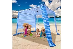 VICHTOP Beach Cabana, 6.2'×6.2' Cool Cabana Beach Tent Sun Shelter Canopy with Side Wall, 4 Sandbags, UPF 50+, Ventilation Peak, Portable Beach Shade Umbrella for Beach Camping Outdoor, Navy Blue