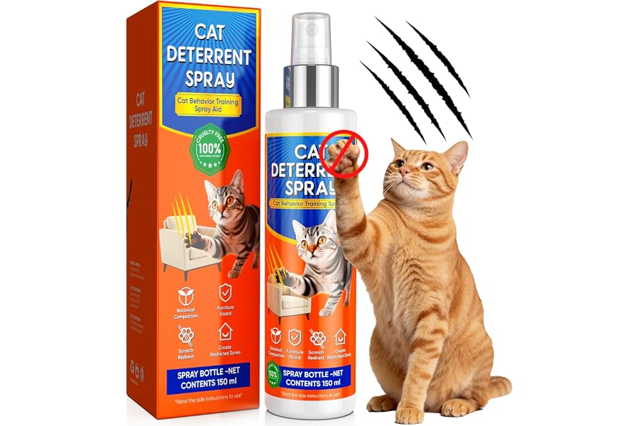 Anowbo Cat Deterrent Spray - Cat Deterrent for Furniture Protection, Pee Spraying, Excessive Chewing & Scratching Everywhere - Use Indoor and Outdoor, Pet-Safe Formula, 150 ML