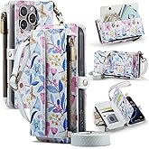 YWKJ for iPhone 16 Pro Max Case Wallet with RFID Blocking Card Holder Colored Drawing PU Leather Magnetic Snap Flip Zipper Strap Wallet Phone Case Fit for iPhone 16 Pro Max,Colorful Flowers