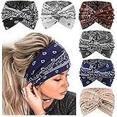 AQOKKA Extra Wide Headbands for Women Large Turban Headband Non Slip Boho Elastic Hairband Hair Twisted Knot Head Bands Accessories