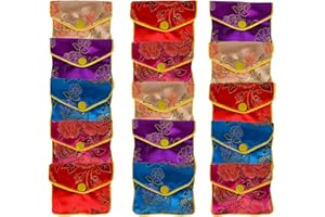 Bleiou 15 Pcs Jewelry Silk Purse Pouch Brocade Gift Bags Mix Colors(Small)