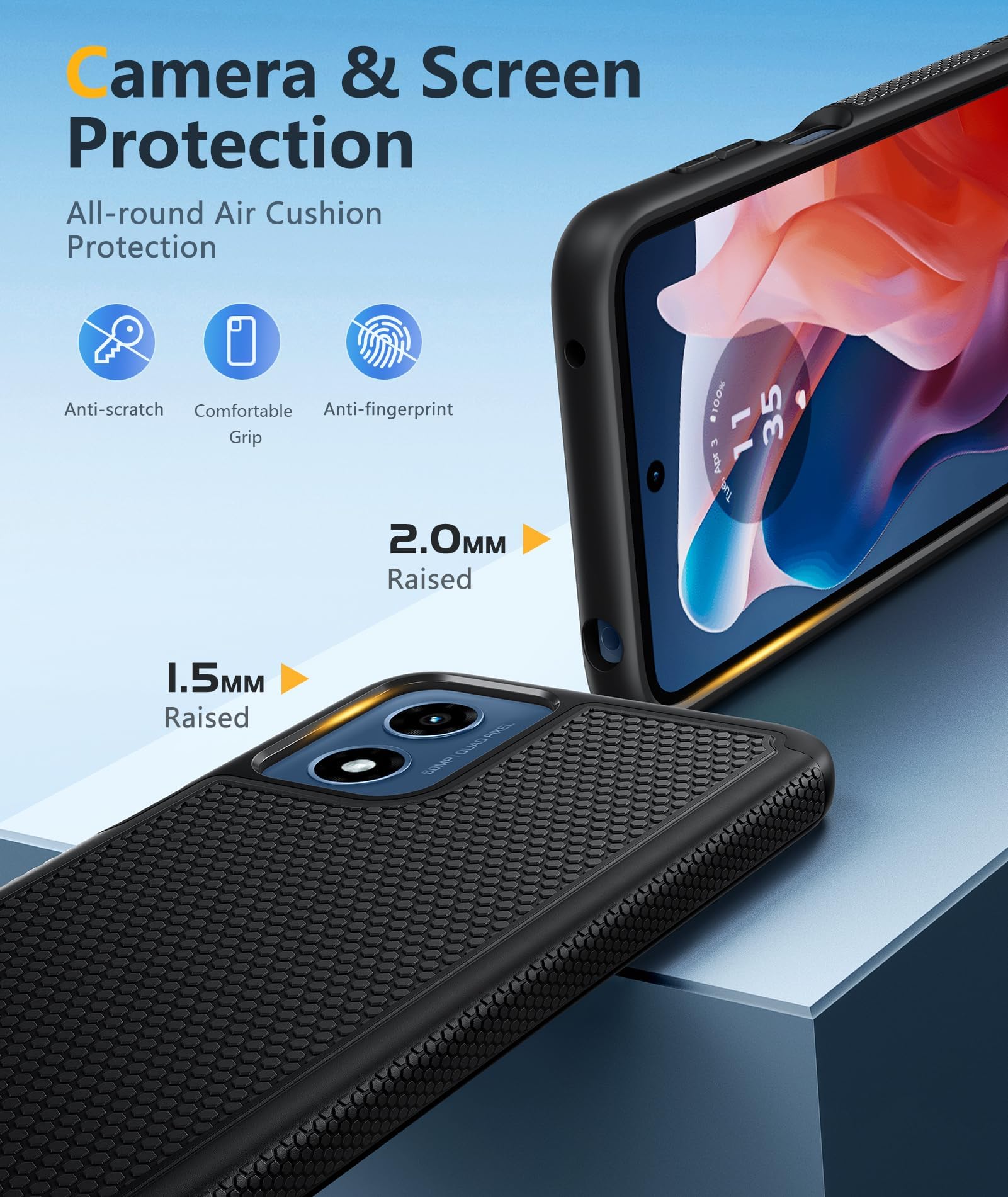 FNTCASE for Motorola Moto G-Play-2024 Case Dual Layer Protective | Heavy Duty Cell Phone Cover | Shockproof Rugged | Non Slip Textured Back | Military Protection Bumper | Black