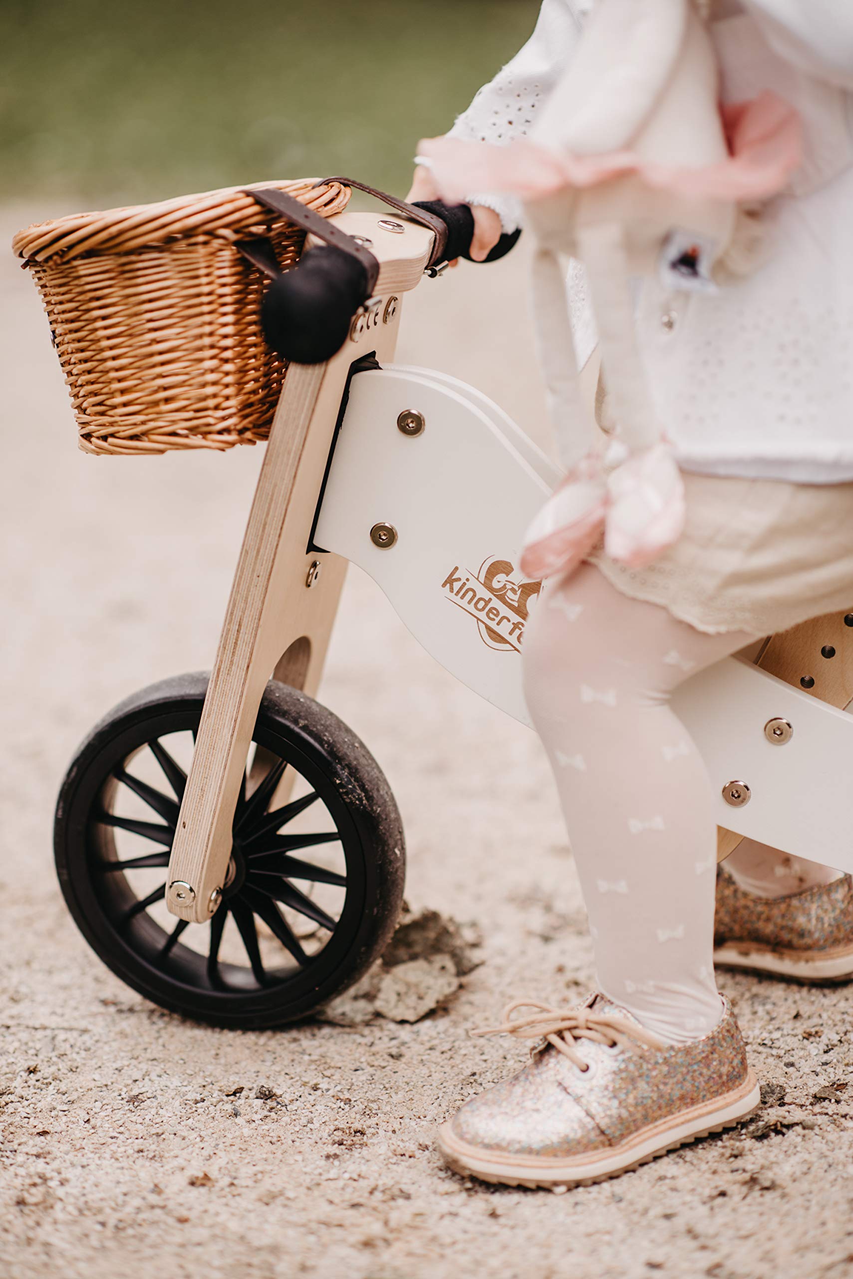 Kinderfeets New, Kids Tiny Tot Plus Balance Bike, Adjustable Seat, Puncture Proof Tires, Pedal-Free Training Bicycle for Children and Toddlers Ages 18 Months and up (White)