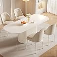 Amazon.com - QEZEOM 5-Piece Large Rectangle Dining Table Set, Mid ...