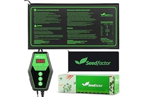 Seedfactor 10" x 20" MET Certified Seedling Heat Mat and Digital Thermostat Combo Set