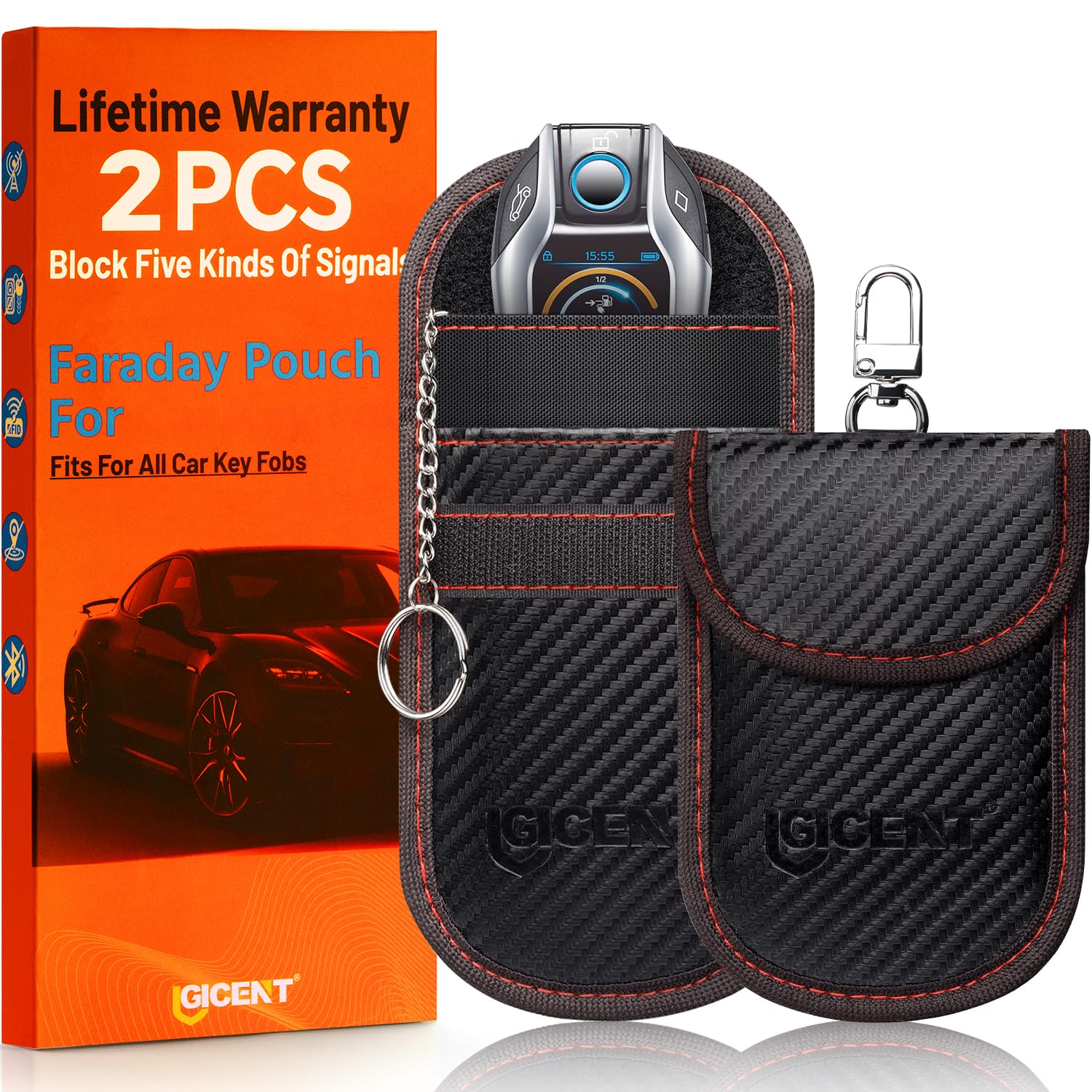 Photo 1 of 2 Pack Anti Theft 3.5"x5" RFID Car Key Fob Signal Blocking Faraday Pouch Fits for All Brands Vehicles,2024 Car Key Fob Faraday Bags Protector Cover RFID Key Fob Signal Blocker