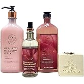 Bath & Body Works Aromatherapy Renewing Meadow Walk ROSE MAGNOLIA - Body Wash - Body Lotion - Essential Oil Mist With a Creamy Rose Bar Soap- Full Size