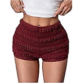 SOLY HUX Women's Micro Ruffle Shorts Lace Bloomers Y2k Low Rise Layered Mini Shorts