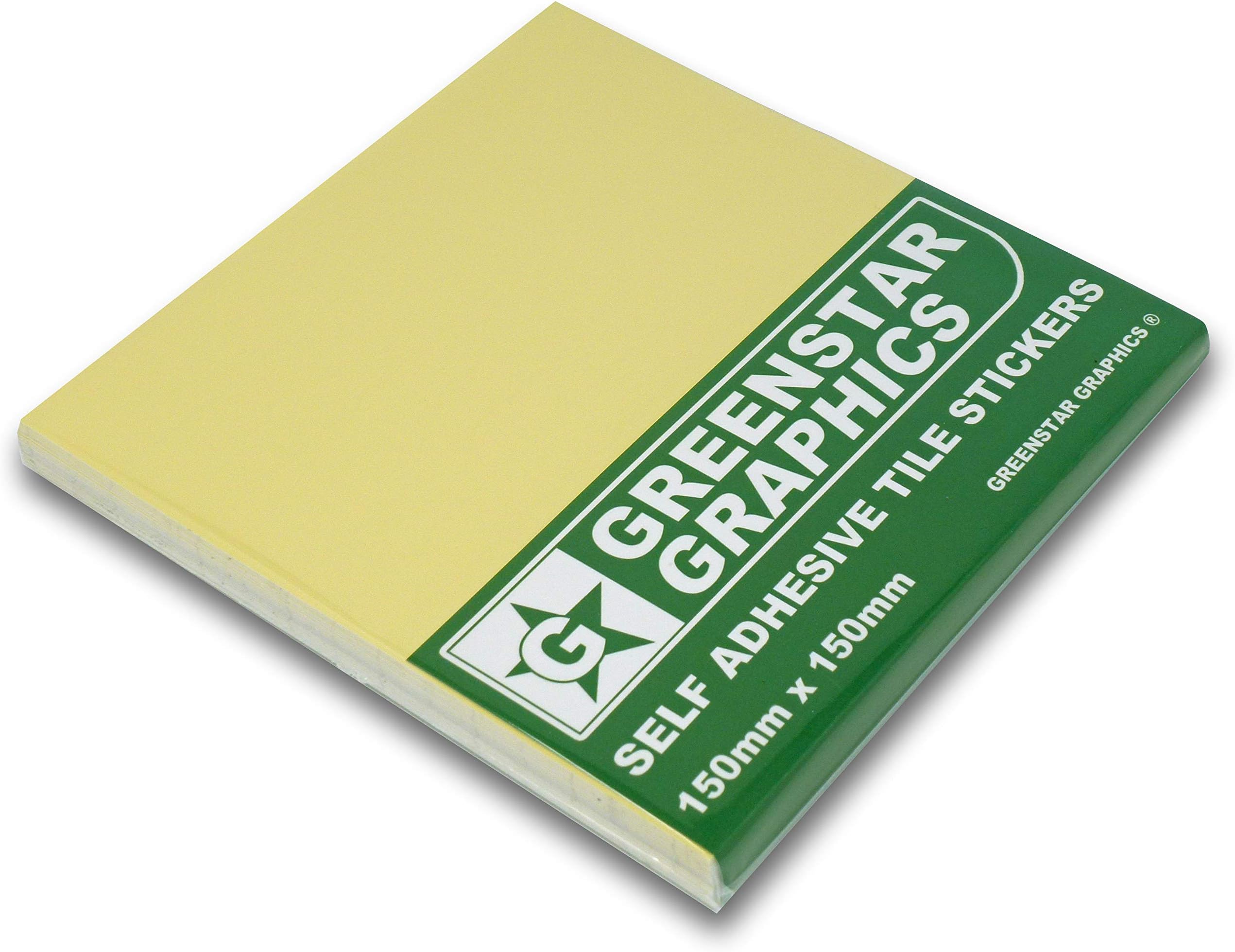 GREENSTAR GRAPHICS TILE STICKERS – PACK OF 50 - (150mm x 150mm) To Fit 6” inch Square Kitchen/Bathroom Tiles - CHOOSE YOUR COLOUR - Peel & Stick Tile Transfer Stickers - Easy DIY (50 BEIGE)