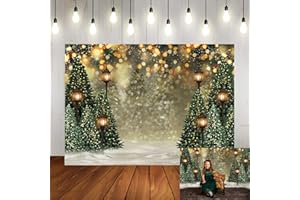 Mocsicka 7x5ft Winter Christmas Tree Backdrop Glitter Bokeh Winter Snow Forest Trees Photography Background Family Christmas Holiday Wall Decorations Photo Props
