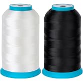 New brothread 2&times;5000M(5500Y) Huge Spools of Bobbin Thread- White&amp;Black | Bottom Thread, 60WT, 5000M (5500Y) Each Spool, Wind to Any Bobbin Size, for Embroidery and Sewing Machines