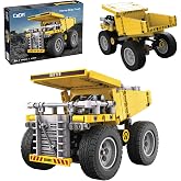 CADA Bricks Heavy Duty Dump Truck Building Kit &ndash; 372 Pieces Construction Vehicle Toy with Tilting Bed, Steering Control, STEM Engineering Set