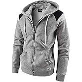 LAIWANG Men's Full Zip Fleece Hoodie zippered Color Block hooded slim Fit Long Sleeve Lightweight Sweatshirt